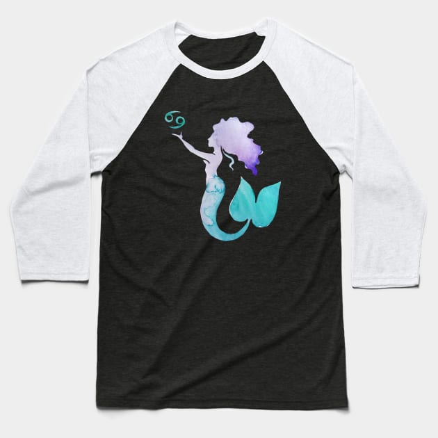 Zodiac Cancer Mermaid Baseball T-Shirt by bubbsnugg